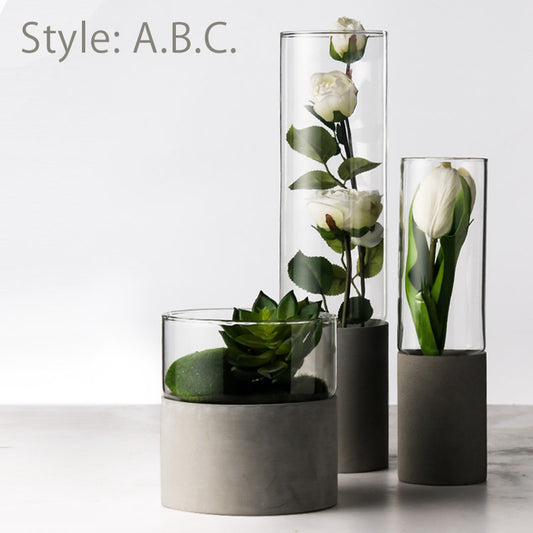 Straight cement vase - SLW Home